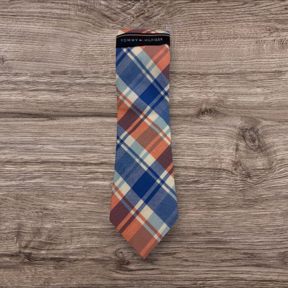 Tommy Hilfiger Men's Checkered Tie - Blue and Tan